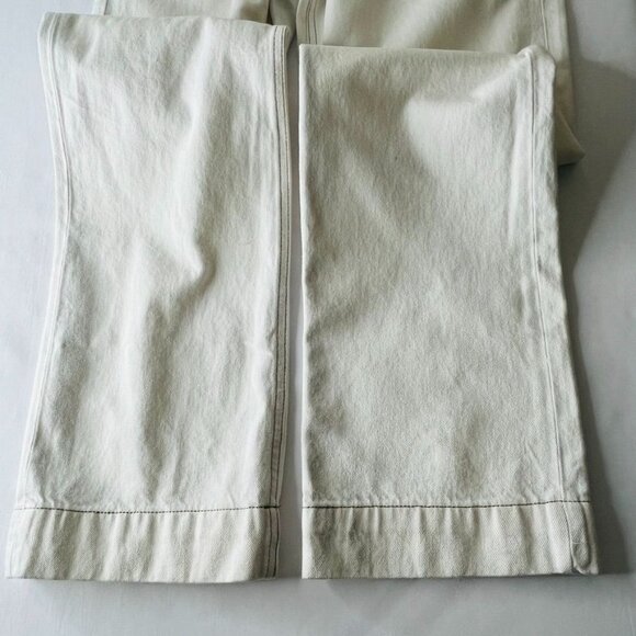 Frame Oversize Jeans in White Size 26 Tan Accent Wide Hem - Picture 6 of 14
